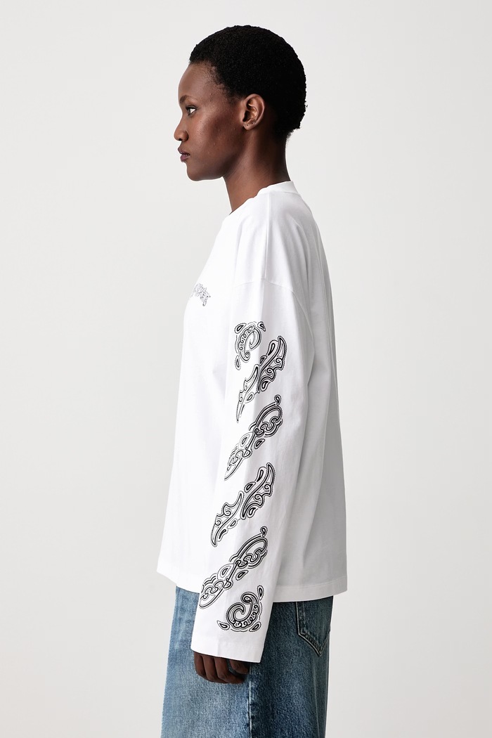 Majica dugih rukava za žene od pamuka Paisley Diags Off-White 2FB00426T bijela