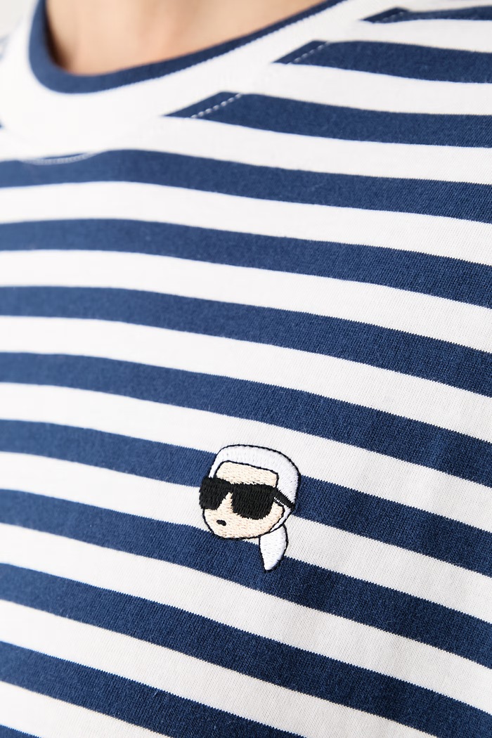 Блуза с дълги ръкави дамска от памук Karl Lagerfeld тъмносин B4W17080