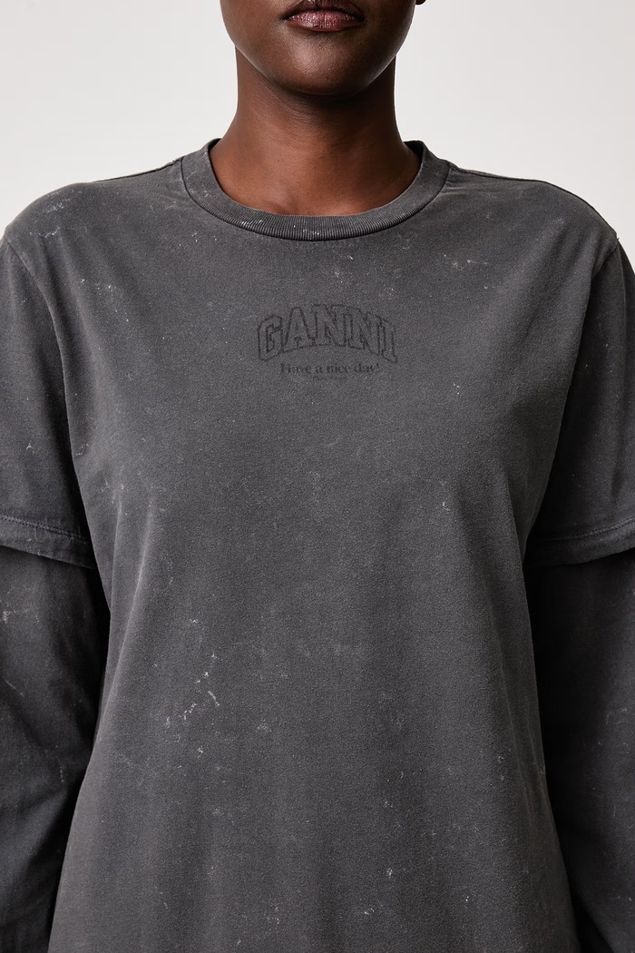 GANNI Tričko s dlhým rukávom dámske bavlnené Double Sleeve A1050266