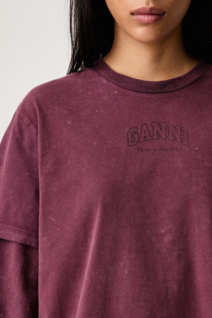 GANNI Longsleeve pentru femei din bumbac Double Sleeve A1050266