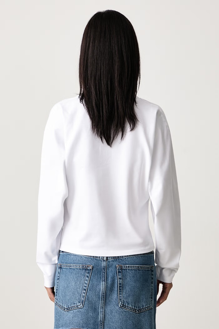 Îmbrăcăminte GANNI Longsleeve pentru femei din bumbac cu elastan A1040543 alb