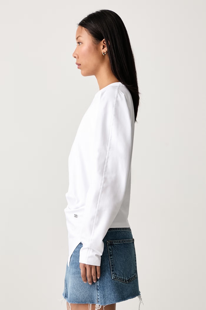 Longsleeve pentru femei din bumbac cu elastan GANNI A1040543 alb