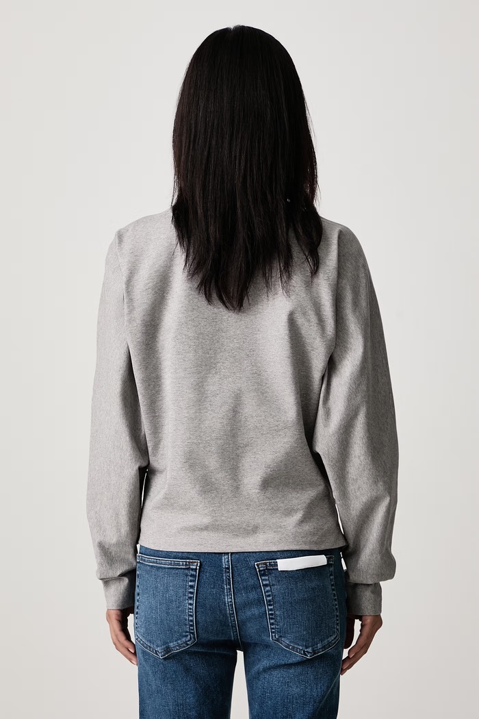 Îmbrăcăminte GANNI Longsleeve pentru femei din bumbac cu elastan A1040543 gri