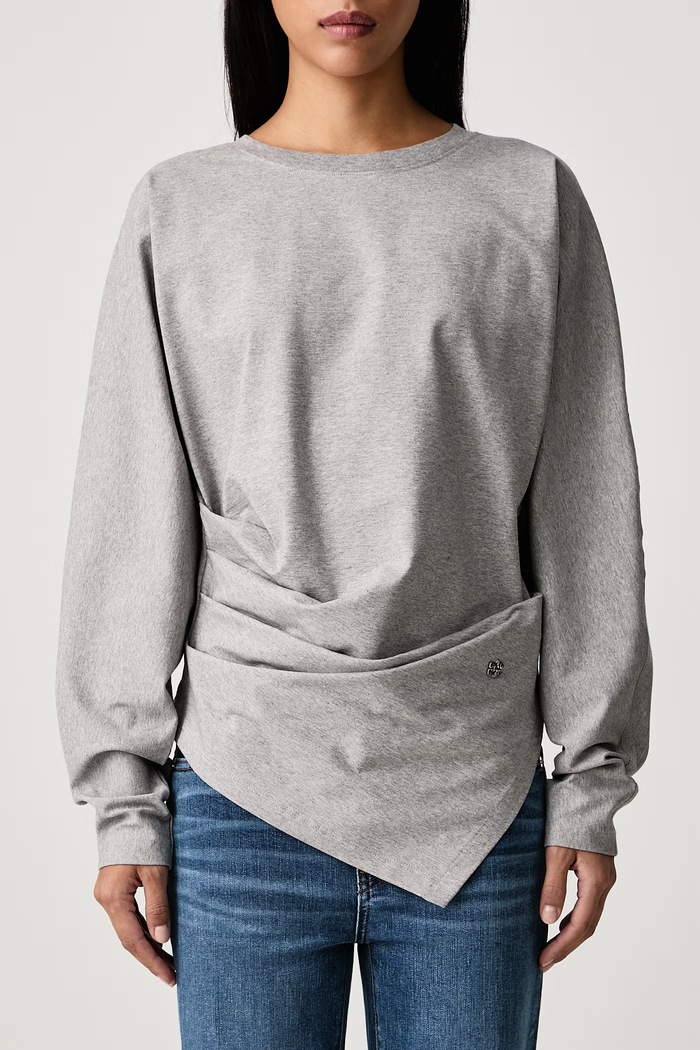 Longsleeve pentru femei din bumbac cu elastan GANNI gri A1040543