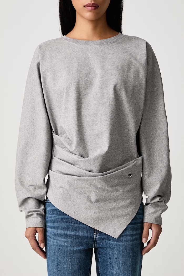 Longsleeve pentru femei din bumbac cu elastan GANNI gri A1040543