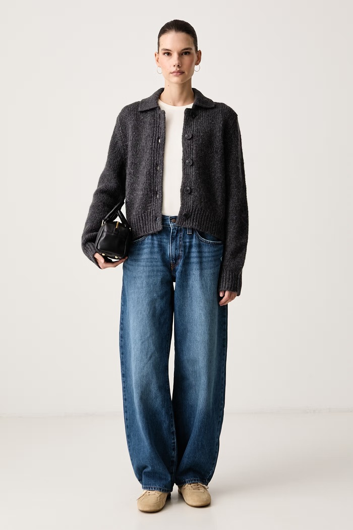 Marc O'Polo Longsleeve damski bawełniany z elastanem 5000007890 beżowy AW26