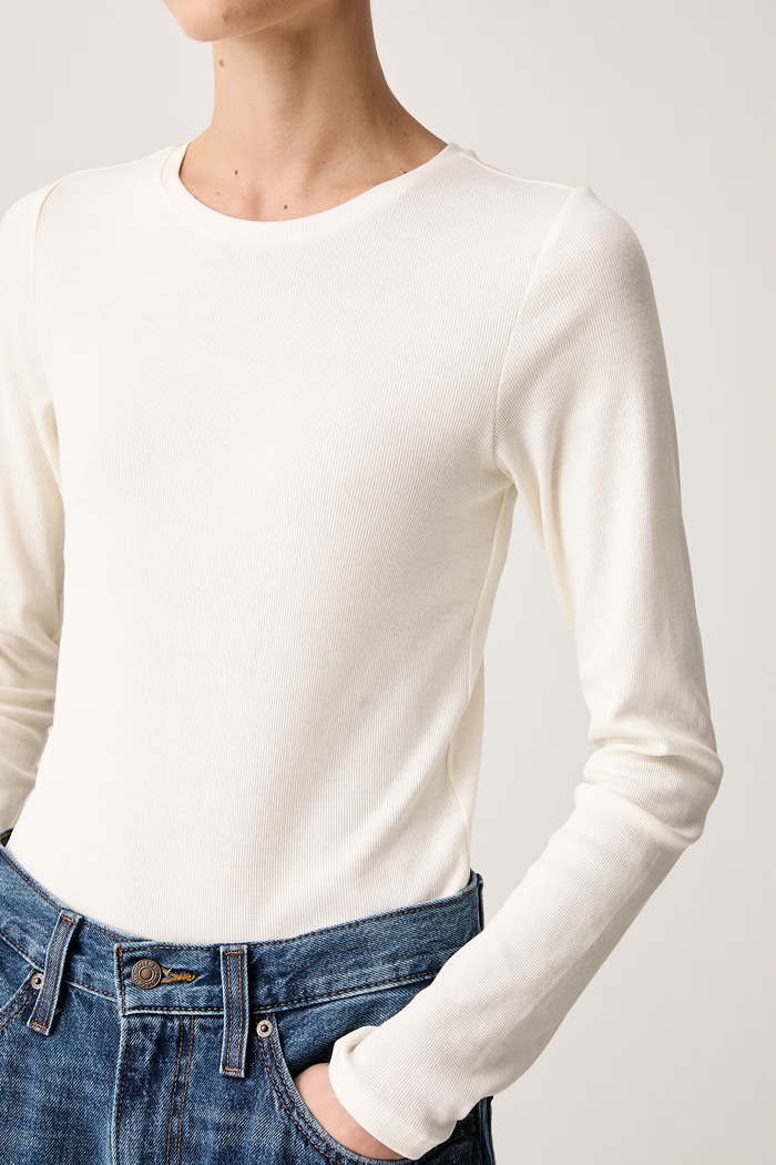 Longsleeve damski bawełniany z elastanem Marc O'Polo beżowy 5000007890