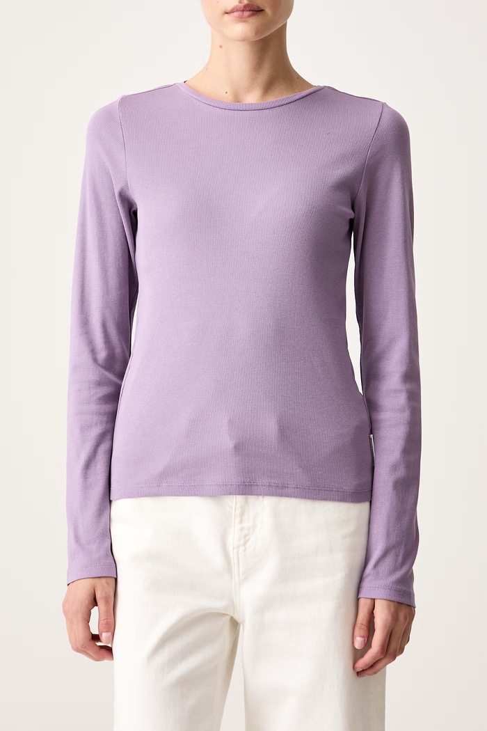 Longsleeve damski bawełniany z elastanem Marc O'Polo 5000007890 fioletowy