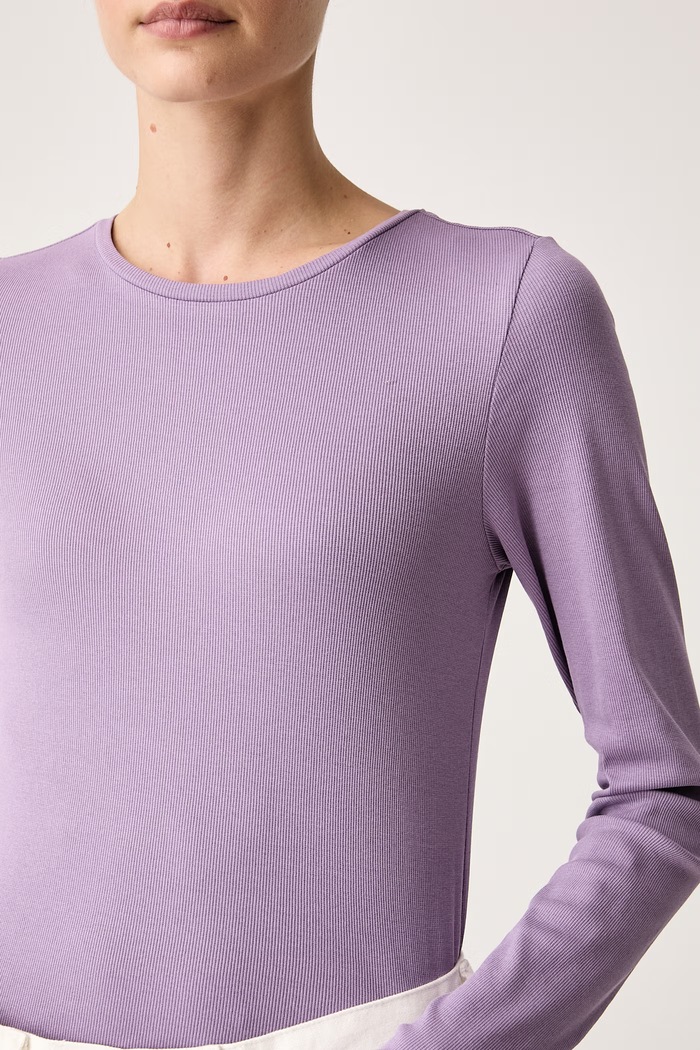 Longsleeve damski bawełniany z elastanem Marc O'Polo fioletowy 5000007890