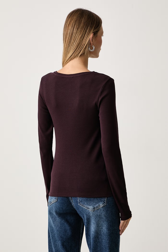 Odzież Marc O'Polo Longsleeve damski bawełniany z elastanem 5000007890 bordowy