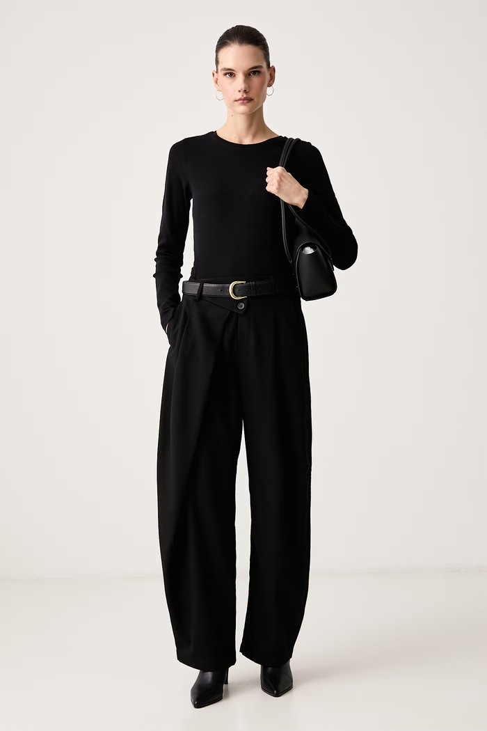 Marc O'Polo Longsleeve damski bawełniany z elastanem 5000007890 czarny AW26