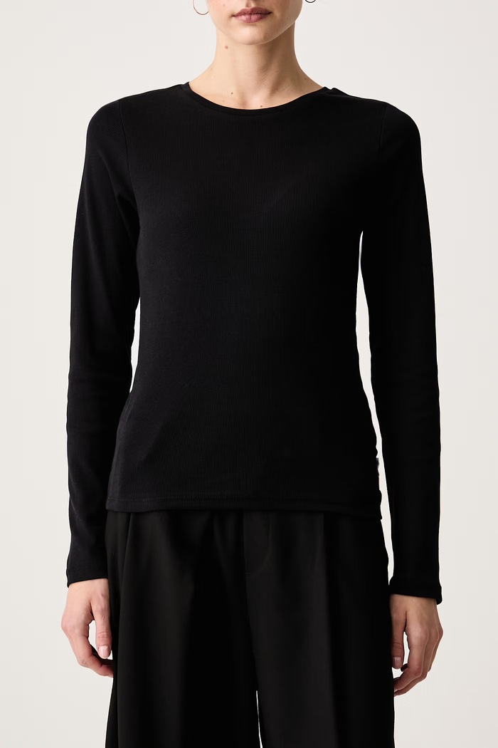 Longsleeve damski bawełniany z elastanem Marc O'Polo 5000007890 czarny