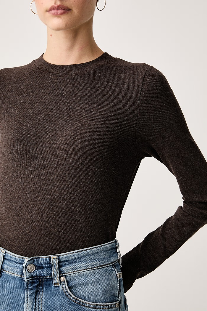 Longsleeve damski Marc O'Polo brązowy 5000015642