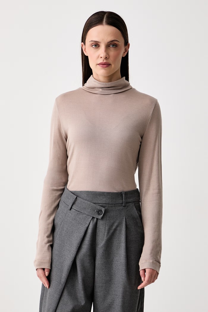 Marc O'Polo Longsleeve damski z lyocellu beżowy 5000010384