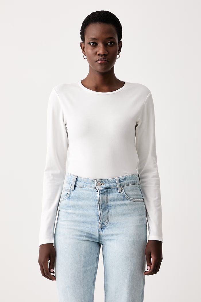 Marc O'Polo Longsleeve damski z bawełną biały 5000007042