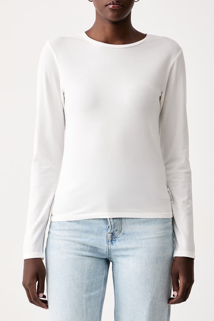Longsleeve damski z bawełną Marc O'Polo 5000007042 biały
