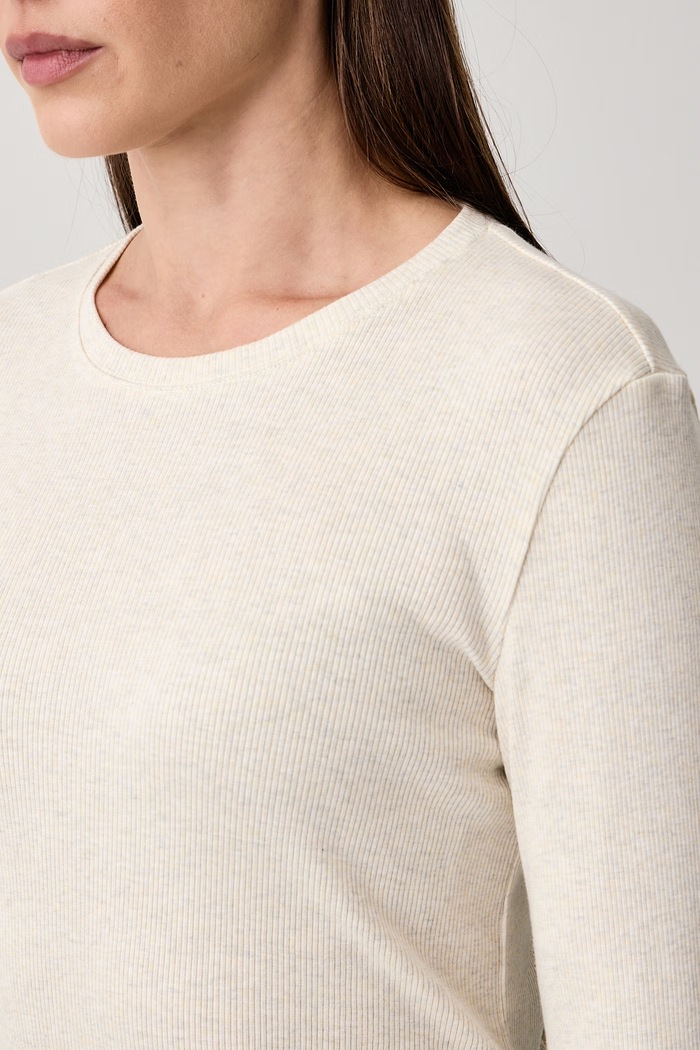 Longsleeve damski z bawełną Marc O'Polo beżowy 5000012312
