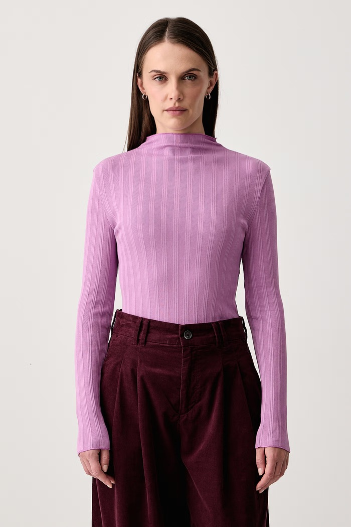 Marc O'Polo Longsleeve damski bawełniany z elastanem fioletowy 5000012302