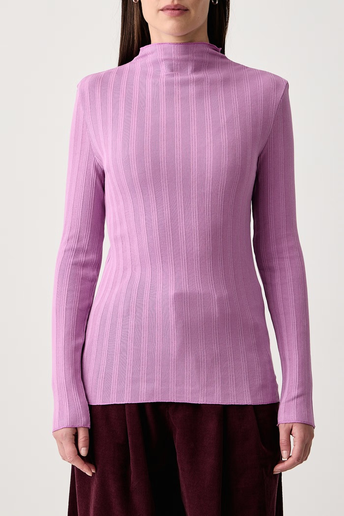 Longsleeve damski bawełniany z elastanem Marc O'Polo 5000012302 fioletowy