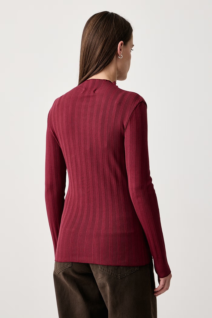 Odzież Marc O'Polo Longsleeve damski bawełniany z elastanem 5000012302 bordowy