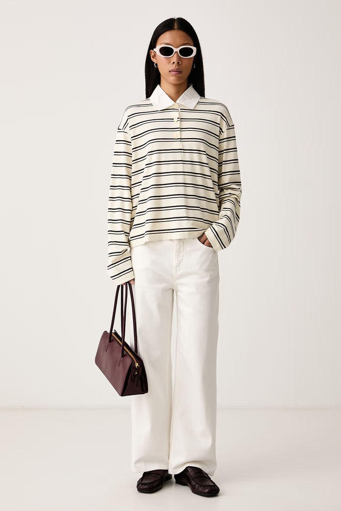 Marc O'Polo Longsleeve damski z bawełną 5000012267 beżowy AW26