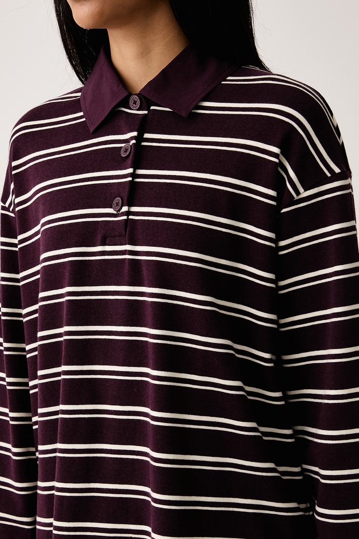 Longsleeve damski z bawełną Marc O'Polo 5000012267 bordowy