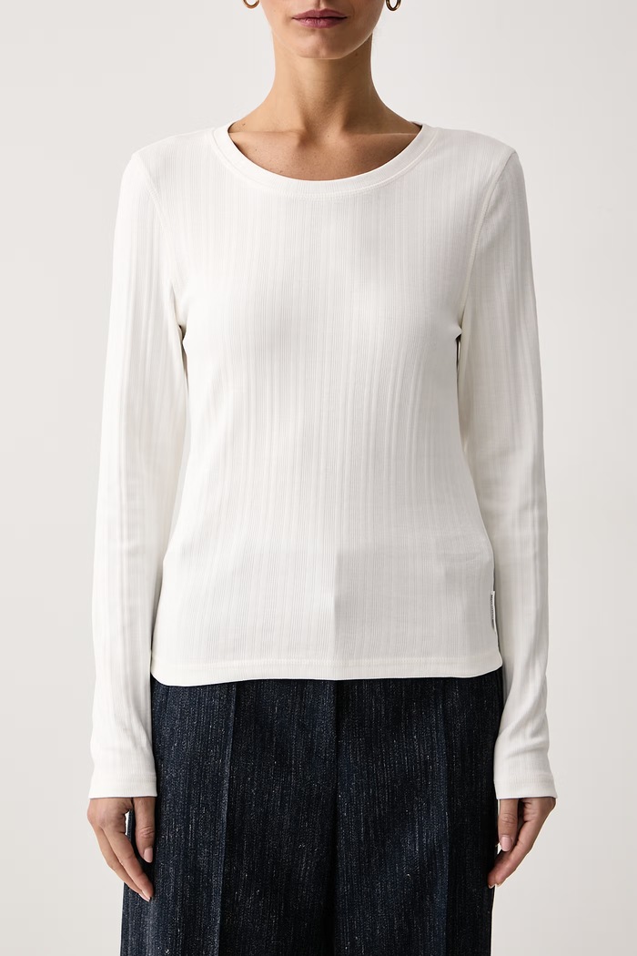 Longsleeve damski bawełniany Marc O'Polo 5000012245 biały