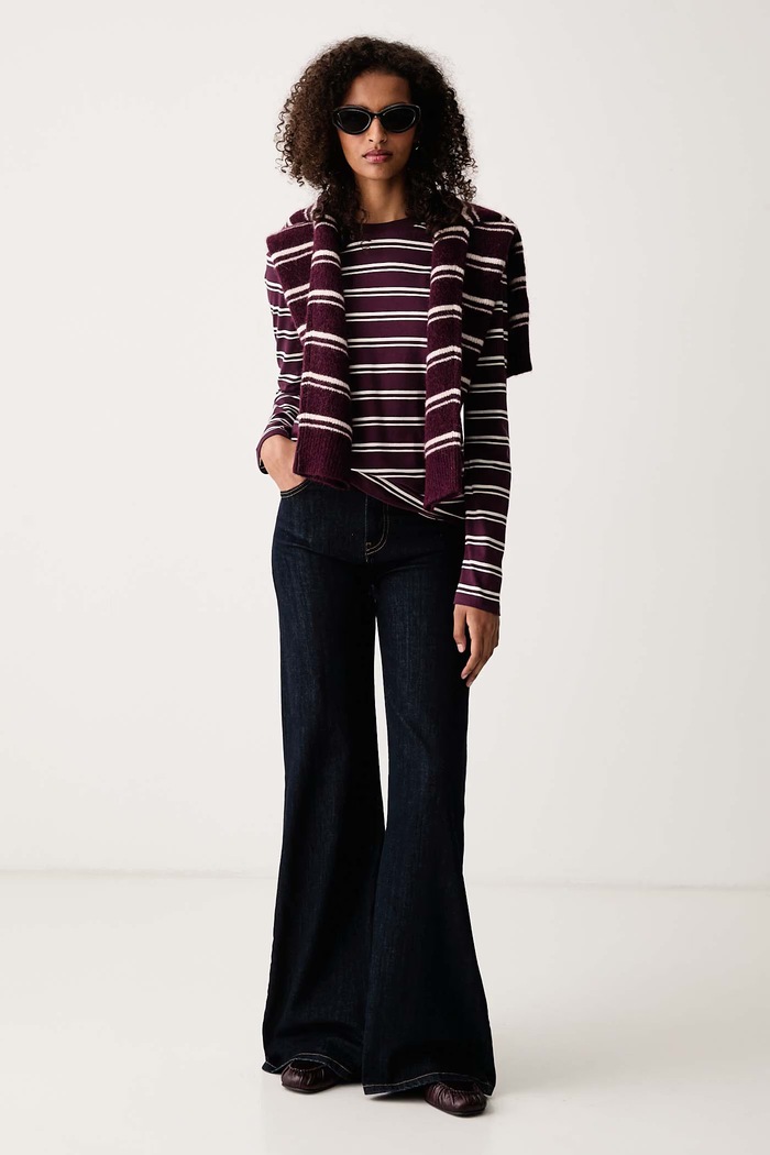 Marc O'Polo Longsleeve damski bawełniany 5000012107 bordowy AW26