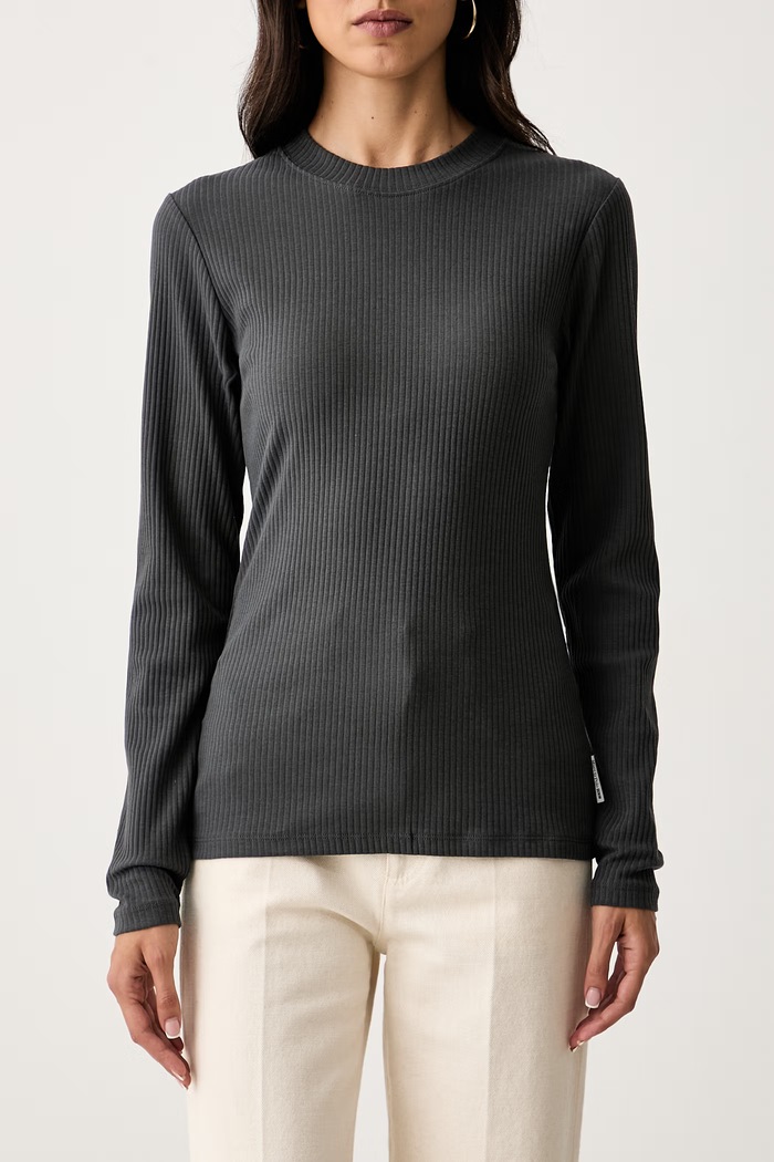 Marc O'Polo longsleeve damski bawełniany z elastanem szary 5000007907