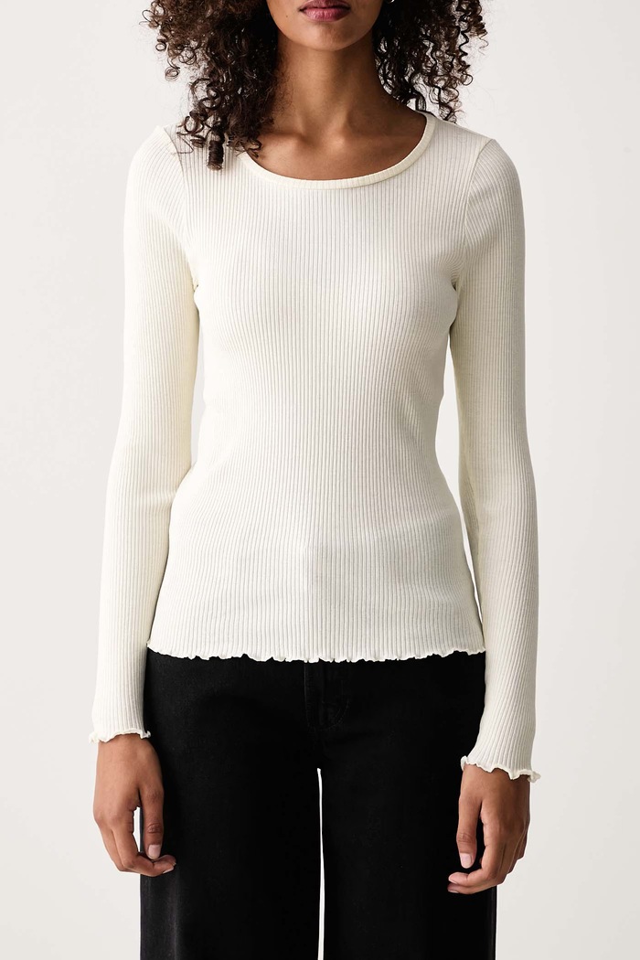 Longsleeve damski bawełniany Marc O'Polo 5000007068 beżowy