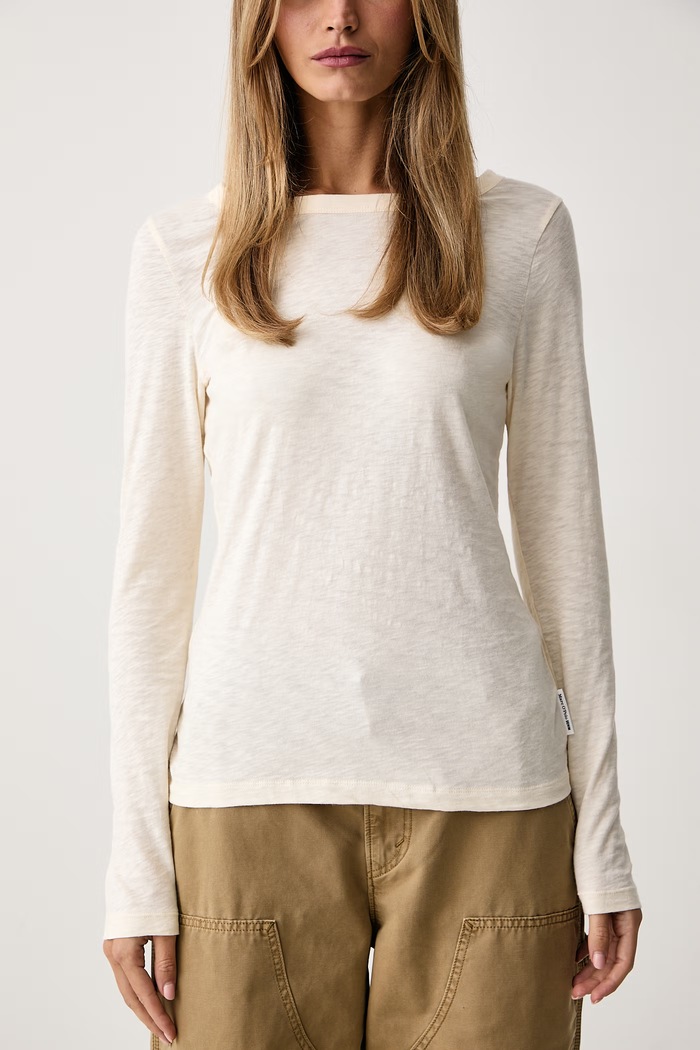 Longsleeve damski bawełniany Marc O'Polo 5000007060 beżowy
