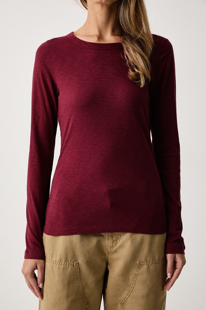 Longsleeve damski bawełniany Marc O'Polo 5000007060 bordowy