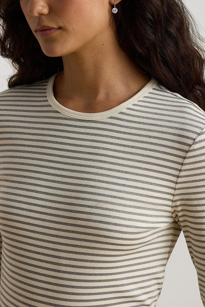 Longsleeve damski z bawełną Lauren Ralph Lauren 200B27398 beżowy