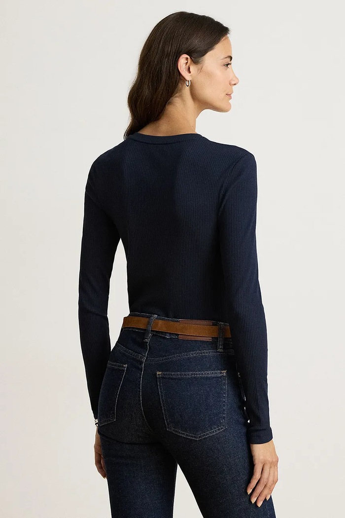 Lauren Ralph Lauren Longsleeve damski z bawełną 200B27402 granatowy AW26