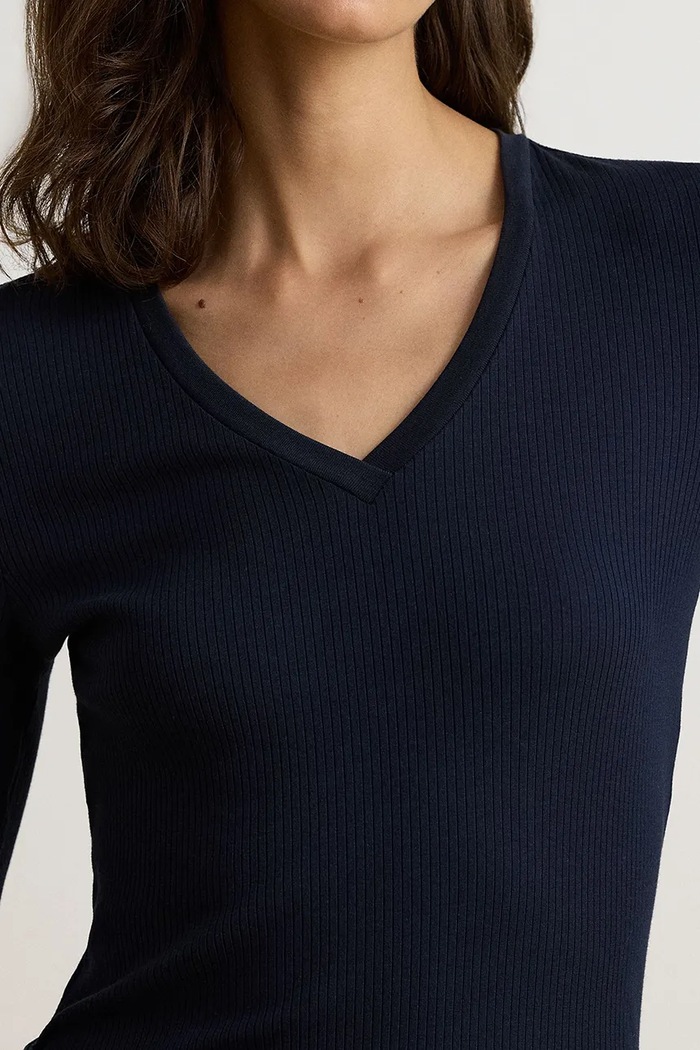Longsleeve damski z bawełną Lauren Ralph Lauren 200B27402 granatowy
