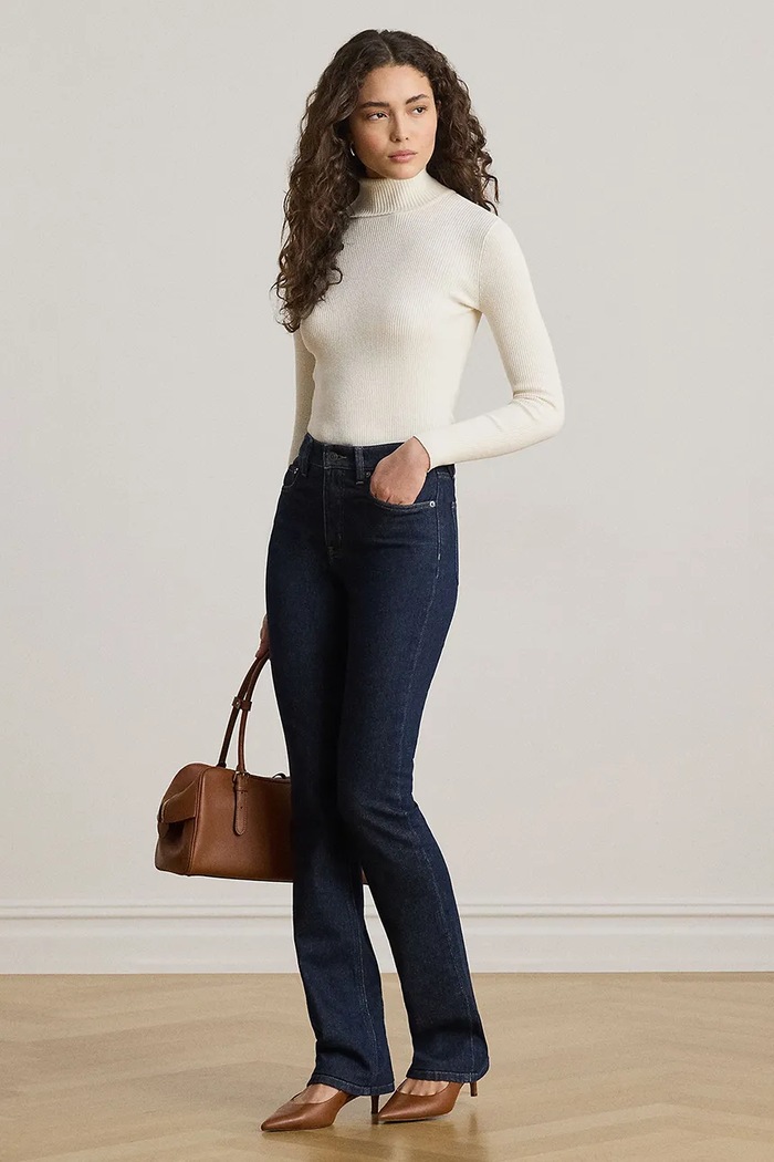 Odzież Lauren Ralph Lauren Longsleeve damski z bawełną 200B22258 beżowy