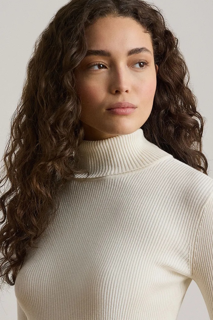 Longsleeve damski z bawełną Lauren Ralph Lauren 200B22258 beżowy