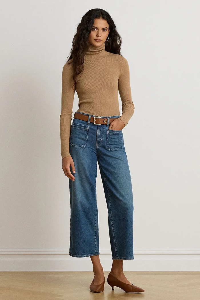 Odzież Lauren Ralph Lauren Longsleeve damski z bawełną 200B22258 beżowy