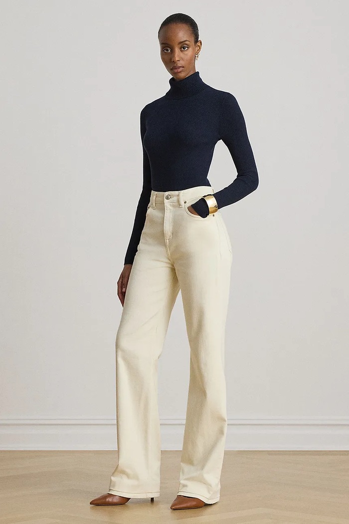 Odzież Lauren Ralph Lauren Longsleeve damski z bawełną 200B22258 granatowy