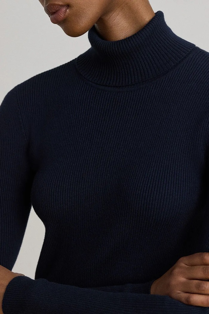Longsleeve damski z bawełną Lauren Ralph Lauren 200B22258 granatowy