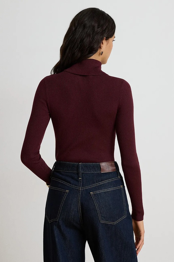 Lauren Ralph Lauren Longsleeve damski z bawełną 200B22258 bordowy AW26