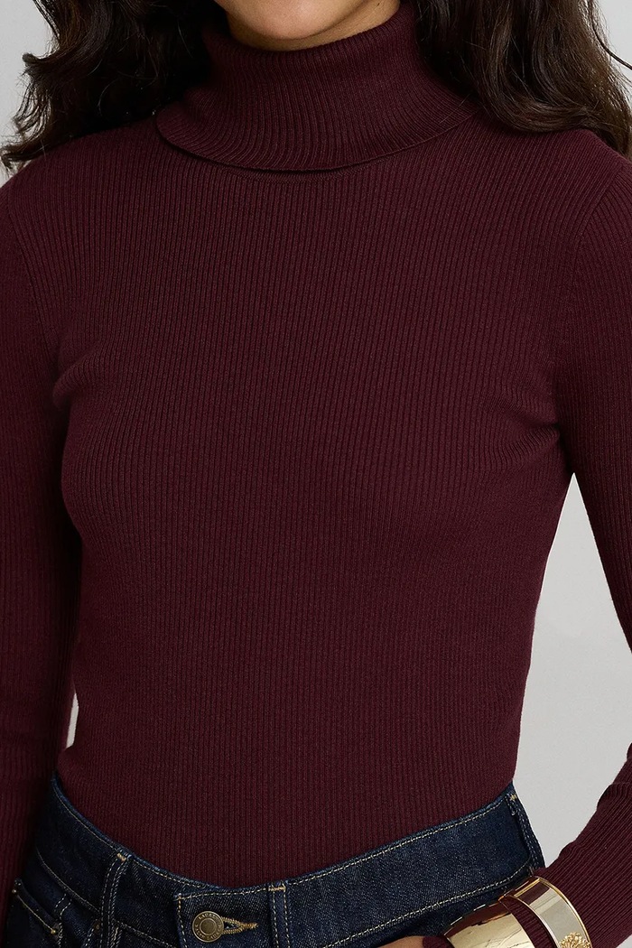 Longsleeve damski z bawełną Lauren Ralph Lauren 200B22258 bordowy