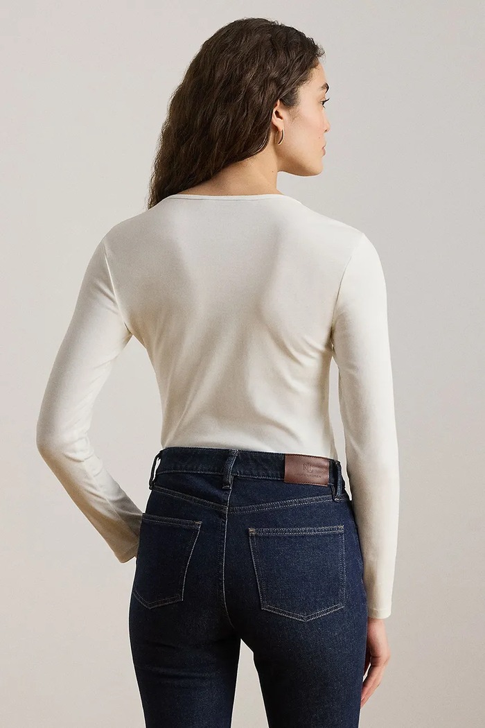 Lauren Ralph Lauren Longsleeve damski z bawełną 200680399 biały AW26