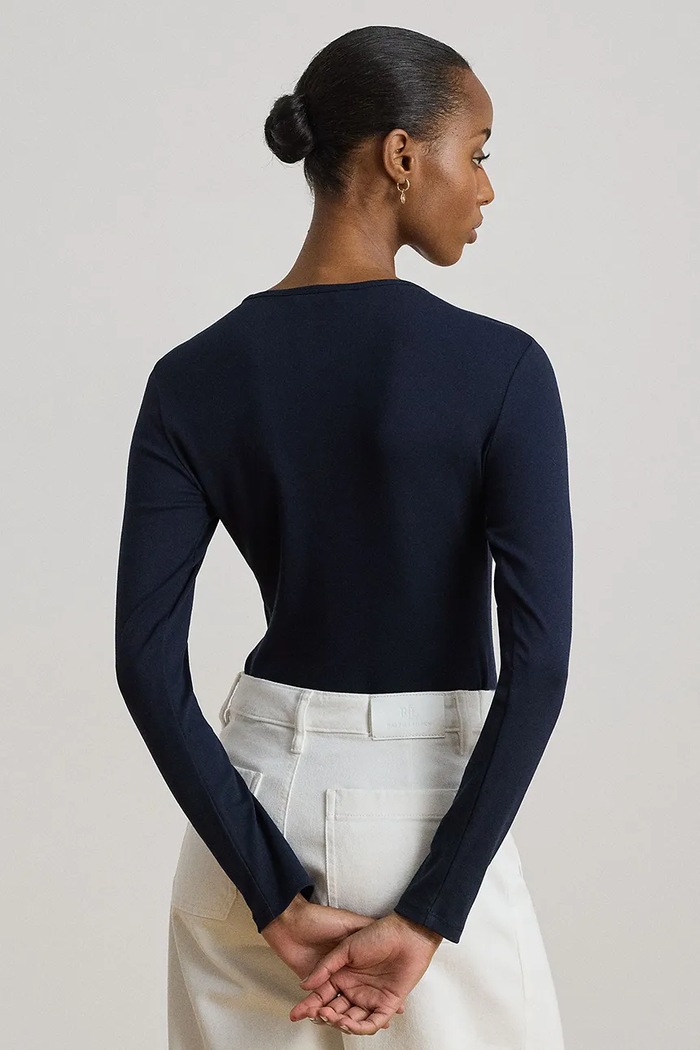 Lauren Ralph Lauren Longsleeve damski z bawełną 200680399 granatowy AW26