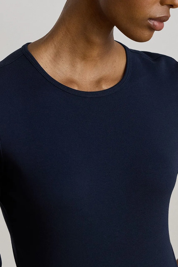 Longsleeve damski z bawełną Lauren Ralph Lauren 200680399 granatowy