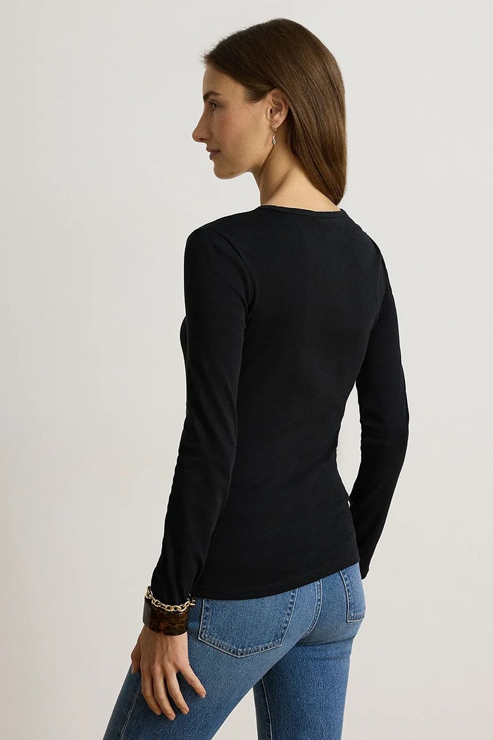 Lauren Ralph Lauren Longsleeve damski z bawełną 200680399 czarny AW26