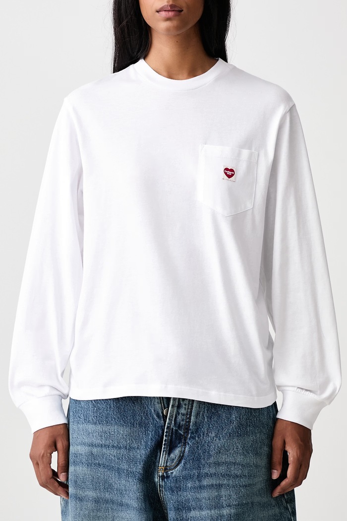 T-shirt da donna in cotone Pocket Small Heart T-Shirt Carhartt WIP bianco I037167