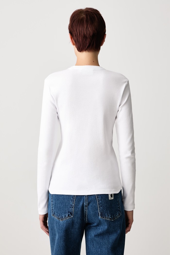 Дрехи Carhartt WIP Блуза с дълги ръкави дамска от памук с еластан Philipa T-Shirt I037165 бял