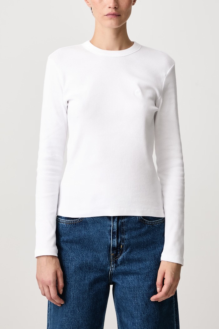 Блуза с дълги ръкави дамска от памук с еластан Philipa T-Shirt Carhartt WIP бял I037165