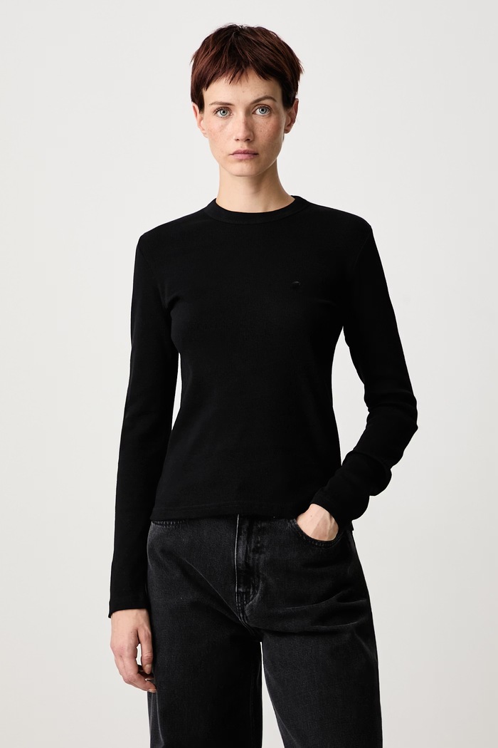 Carhartt WIP Блуза с дълги ръкави дамска от памук с еластан Philipa T-Shirt черен I037165